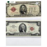 Red Seal 1928F $5 and 1963 $2