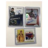 3 Autographed NASCAR Panini Trading Cards