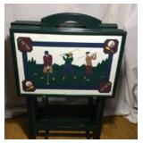 Vintage Golf Themed Folding TV Tray Table Set