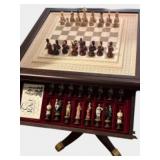 Integrated Wooden Pedestal Storage Table Chess Set