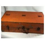 Primitive Wooden Toolbox Orange in Color