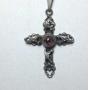 Garnet on Sterling Cross & Chain Necklace