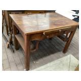 Oak Library table approximately 26 x 42 x 26 1/2