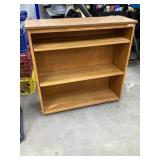Oak and laminate shelving approximately 12" x 37