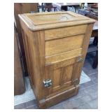 Oak icebox approximately 14 1/2 x 21 x 38 tall
