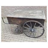 Wooden wheel display wagon approximately 37 x 53