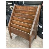 Wooden magazine display rack, approximately 37
