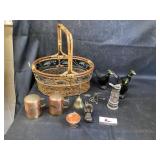 Copper salt, and pepper shakers