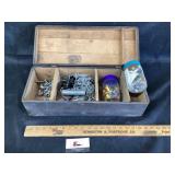Wooden box of miscellaneous approximately 19 x 8