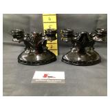 Black amethyst candleholders