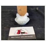 Milk, glass hen on the nest