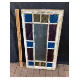 Stained glass window approximately 19 x 36