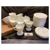 Milk Glass Plates, Mugs