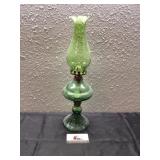 Green Glass Oil Lamp
