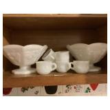 Milk Glass Punch Bowls & Cups