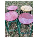 4 Metal Stools- Wood Seats