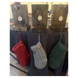 Christmas stocking holders and stockings by