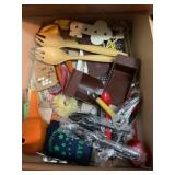 Kitchen utensils, misc kitchen items, tea towels