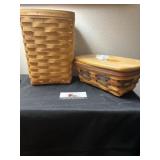 Longaberger trash basket and Kleenex basket