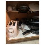 Pots, pans, toaster, can opener