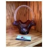 Fenton Purple Glass Ruffle Basket