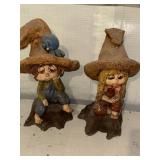 Ceramic sad little boy and girl decor