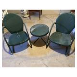 Vintage metal outdoor chairs, and table