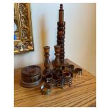 Wood and metal decor and napkin rings