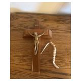Ornate Christian cross with candles