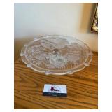 Rooster glass cake stand