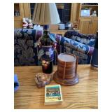 Wooden Coasters, Wine Bottle Lamp, Post Cards