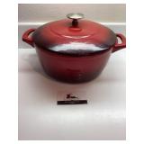 Red enamel cast iron dutch oven