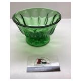 Green glass candy dish