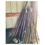 Various sizes of steel posts and fencing materials