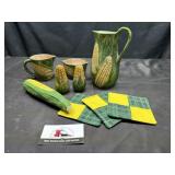 MCM corn pitcher, salt and pepper, misc