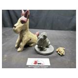 Carved dog, misc decor