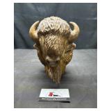 Hand carved buffalo head