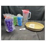 Tumbers, pitcher, pampered Chef Deep dish baker