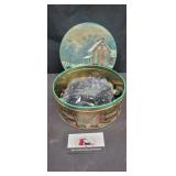 Christmas tin with buttons