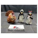 Ceramic turkey and penguins
