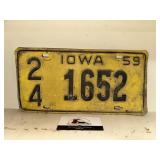 Iowa 59 Yellow License Plate
