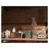 Shelf contents, antiques, collectables