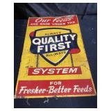 Metal Quality First feed sign