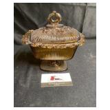 Amber glass candy dish