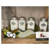 Stained Glass Tray w/Vintage Flour, Sugar,