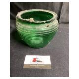 Green glass bowl