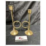 Brass Horn Candle Holders