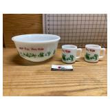 Eggnog bowl and cups