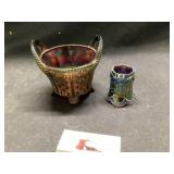 Carnival glass candle holder