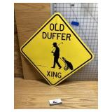 Metal old duffer, crossing sign